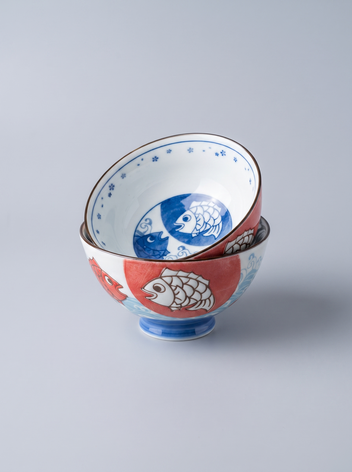 Bowl "Fish & Waves" — Japanese Ceramic by Kutanido Co. Ltd.