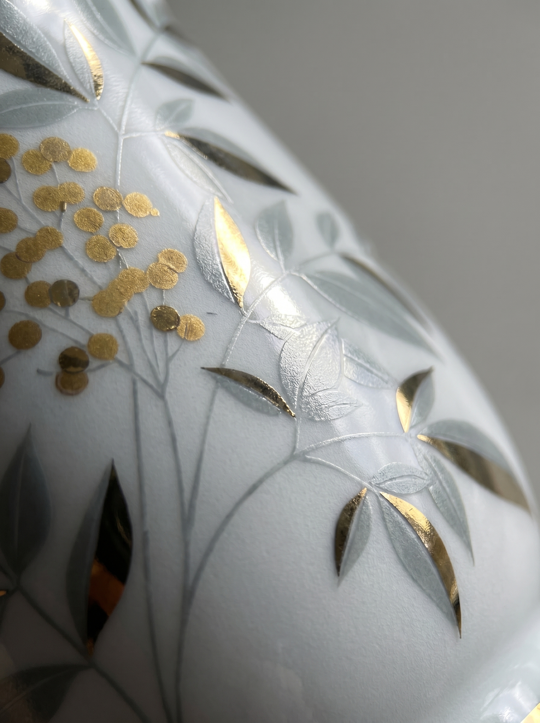 close up of porcelain teacup showcasing the glaze quality