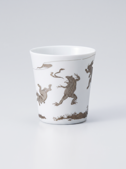 Free Cup "Choju-giga — Sumo" — Japanese Porcelain by Koransha Co. Ltd.
