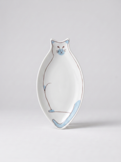 Cat Shaped Sauce Plate — Sky Blue — Japanese Ceramic by Kutanido Co. Ltd.