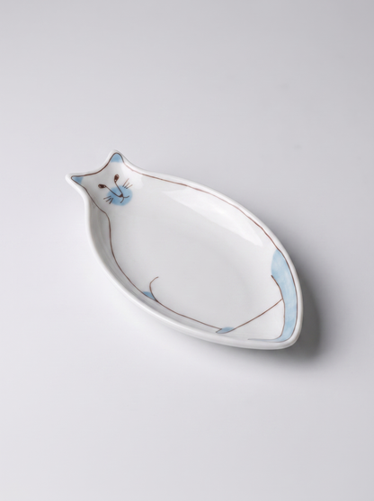 Cat Shaped Sauce Plate — Sky Blue — Japanese Ceramic by Kutanido Co. Ltd.