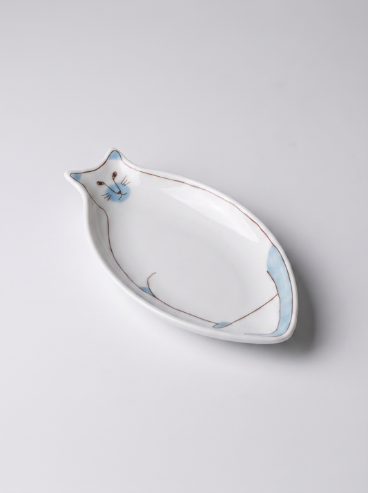 Cat Shaped Sauce Plate — Sky Blue — Japanese Ceramic by Kutanido Co. Ltd.