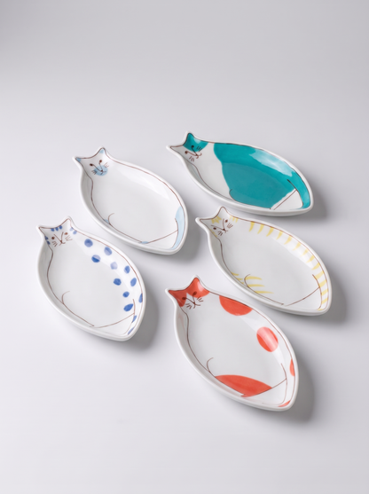 Cat Shaped Sauce Plate — Sky Blue — Japanese Ceramic by Kutanido Co. Ltd.