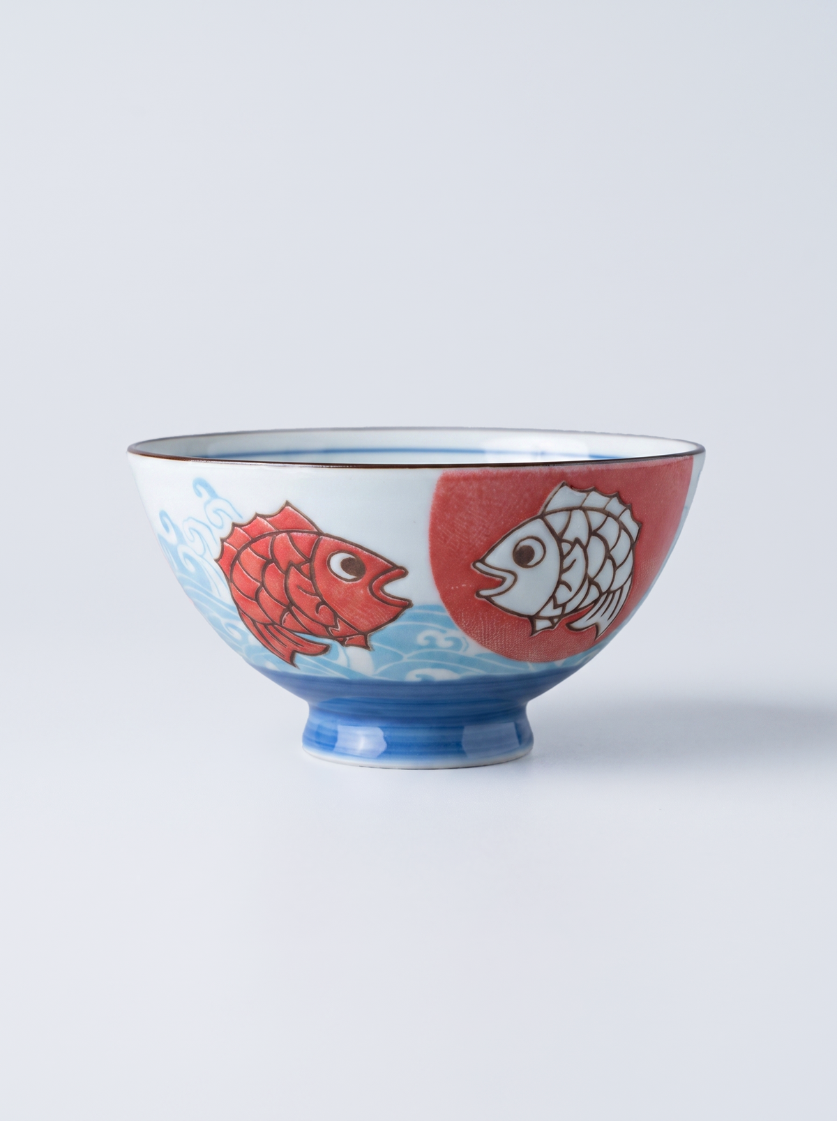 Bowl "Fish & Waves" — Japanese Ceramic by Kutanido Co. Ltd.