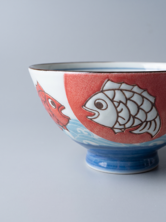 Bowl "Fish & Waves" — Japanese Ceramic by Kutanido Co. Ltd.