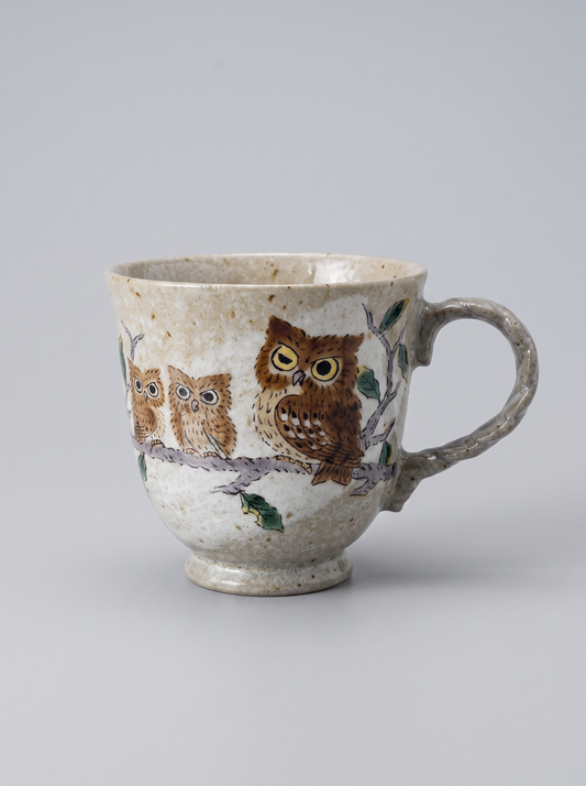 Mug "Owls on a Branch" — Japanese Ceramic by Kutanido Co. Ltd.