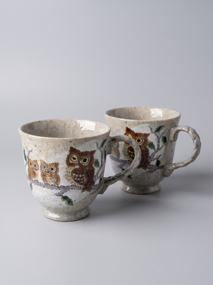 Mug "Owls on a Branch" — Japanese Ceramic by Kutanido Co. Ltd.