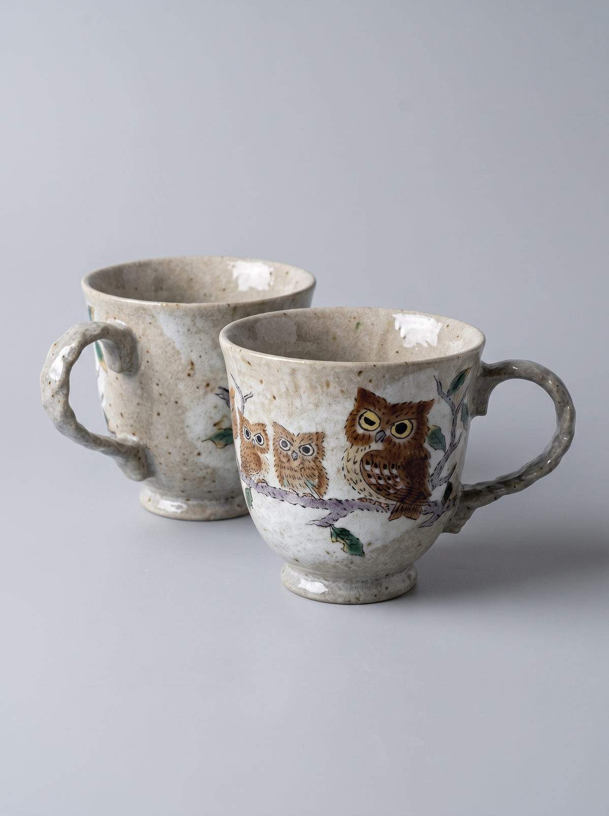 Mug "Owls on a Branch" — Japanese Ceramic by Kutanido Co. Ltd.
