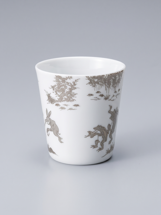 Free Cup "Choju-giga — Sumo" — Japanese Porcelain by Koransha Co. Ltd.