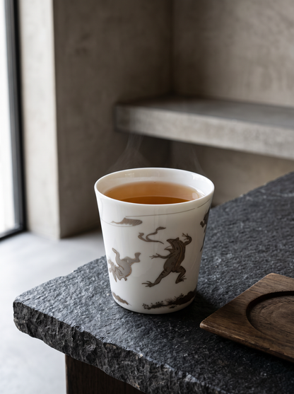 Free Cup "Choju-giga — Sumo" — Japanese Porcelain by Koransha Co. Ltd.