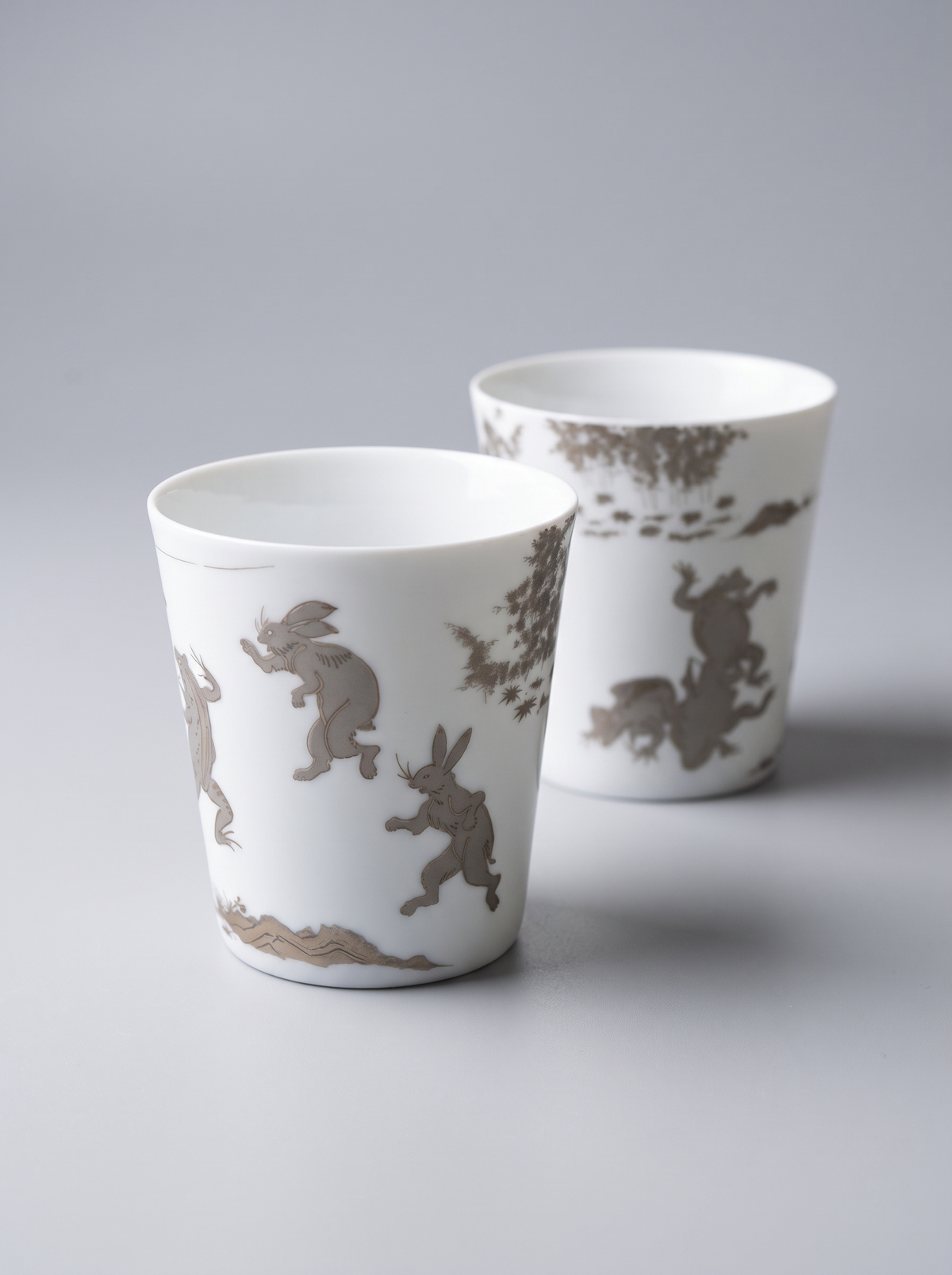 Free Cup "Choju-giga — Sumo" — Japanese Porcelain by Koransha Co. Ltd.
