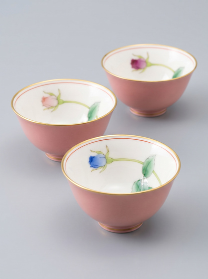 Teacup Set "Bright Rose" — Japanese Porcelain by Koransha Co. Ltd.